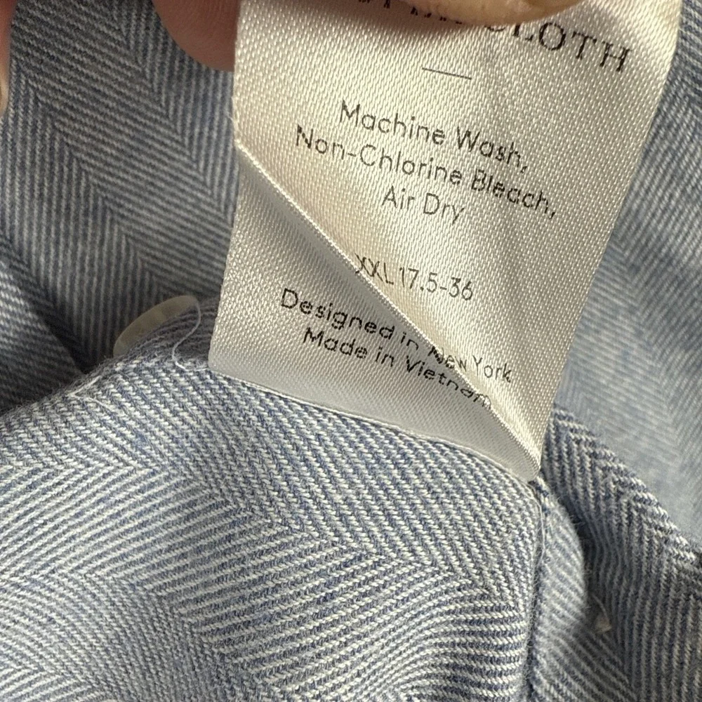 Proper Cloth Dress Shirt Mens 2XL 17.5 x 36 Blue Button Up Soft‎ Touch Cotton